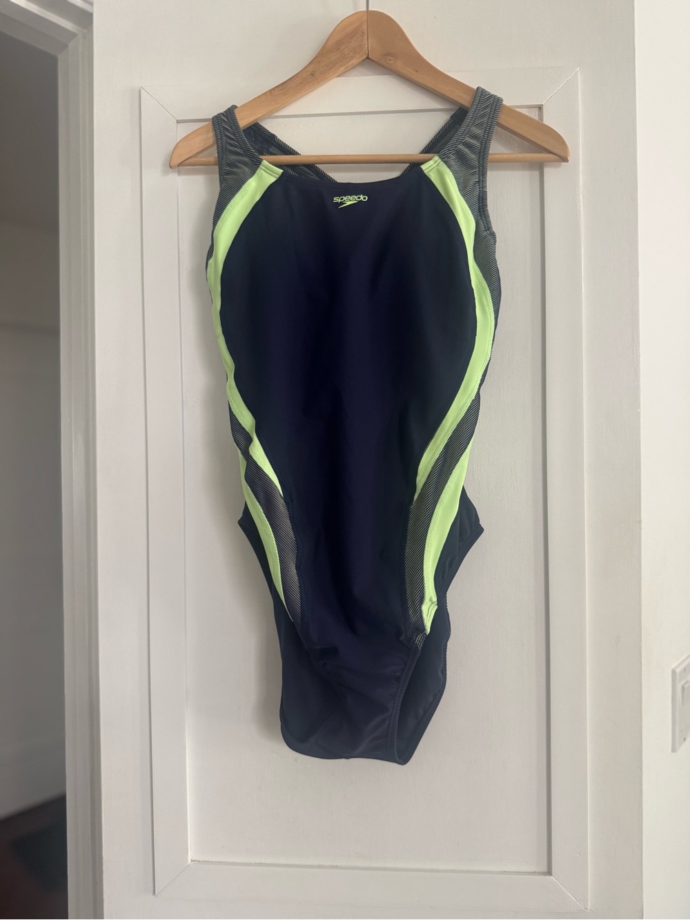 Speedo Navy One-Piece Swimsuit with Neon Lime Accents